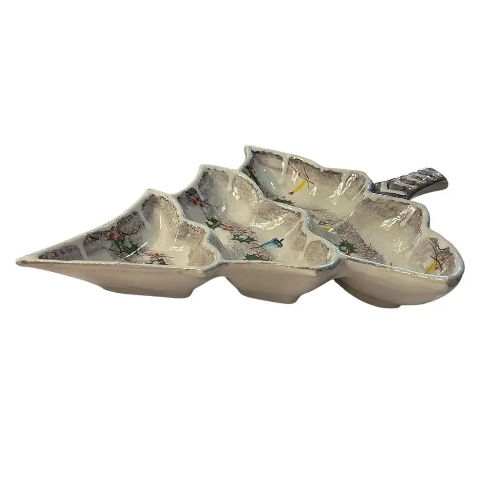 Ceramic Christmas Tree Serving Dish Hand Painted in Italy Holiday